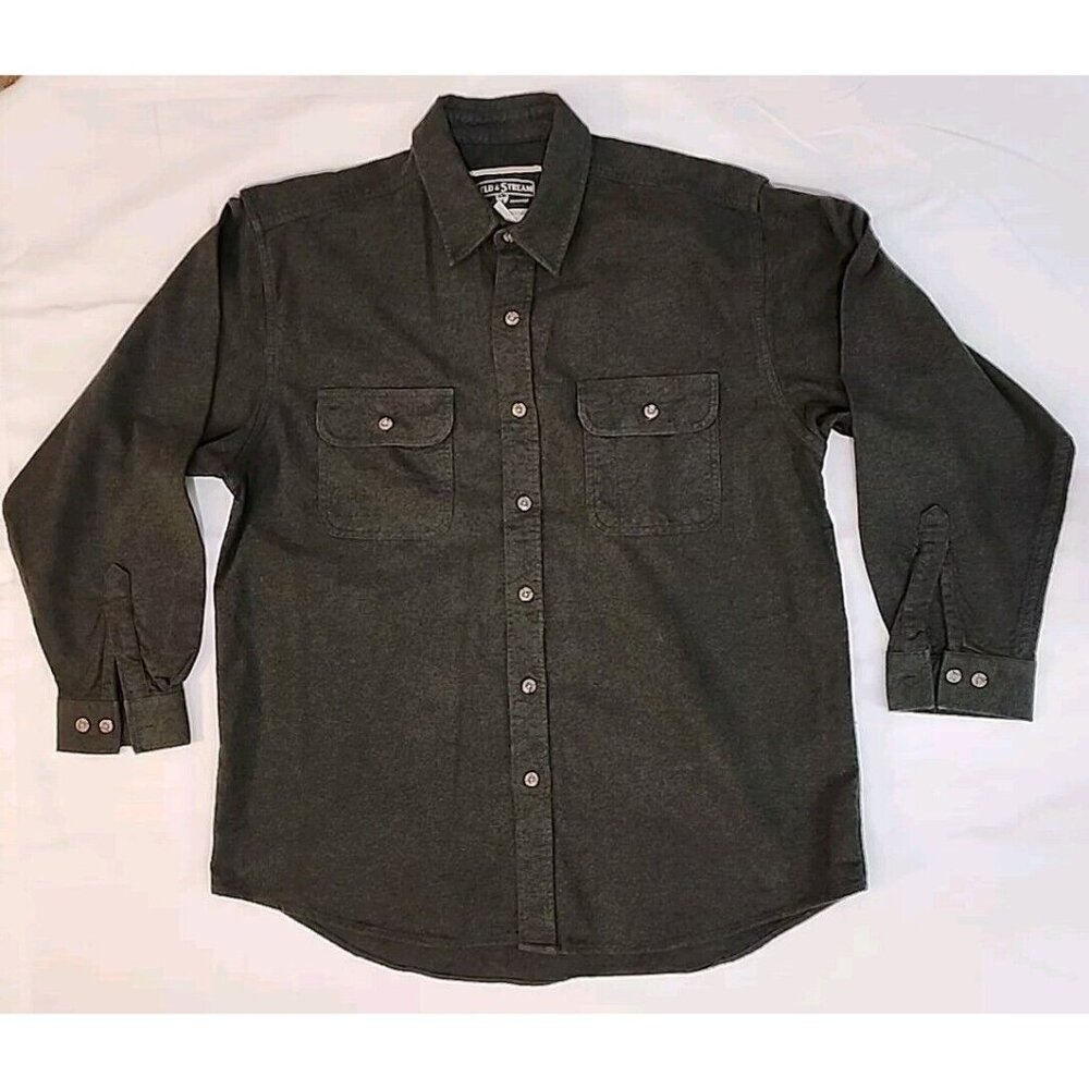 Field & Stream Adult Thick Flannel Shirt Olive Green Mens XL Outdoor